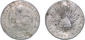 Mexico Federal Republic 1857 Ga JG 8 Reales Silver (.903) Guadalajara Mint 26.94g VF Chopmarked KM 377