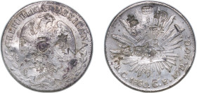 Mexico Federal Republic 1860 C CE 8 Reales Silver (.903) Culiacán Mint 26.84g XF Chopmarked KM 377