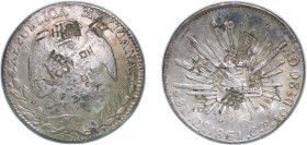 Mexico Federal Republic 1861 Do CP 8 Reales Silver (.903) Durango Mint 27.37g XF Chopmarked KM 377