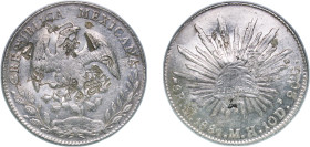 Mexico Federal Republic 1881 Mo MH 8 Reales Silver (.903) Mexico City Mint (5712000) 27.03g AU Chopmarked KM 377