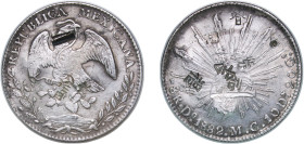 Mexico Federal Republic 1882 Do MC 8 Reales Silver (.903) Durango Mint 26.76g AU Chopmarked KM 377