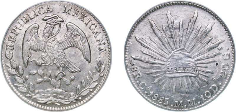 Mexico Federal Republic 1885 Ca MM 8 Reales Silver (.903) Chihuahua Mint (134500...