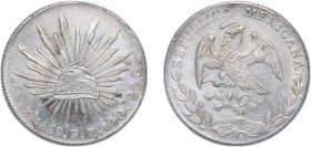 Mexico Federal Republic 1889 Zs FZ 8 Reales Silver (.903) Zacatecas Mint (4344000) 27g UNC KM 377