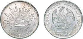 Mexico Federal Republic 1893 Zs FZ 8 Reales Silver (.903) Zacatecas Mint (3872000) 27.06g UNC KM 377