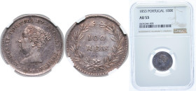 Portugal Kingdom 1853 100 Réis - Maria II Silver (.917) Lisbon Mint (66493) 2.96g NGC AU 53 KM 488 Gomes M2 37,01