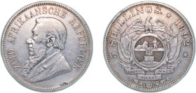 South Africa South African Republic 1892 5 Shillings Silver (.925) Berlin Mint (14000) 28.13g VF KM 8.1 KM 8.2 Hern Z36 Hern Z37