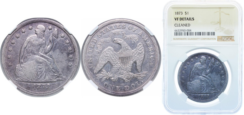 United States Federal republic 1873 1 Dollar "Seated Liberty" (with motto) Silve...