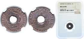 Vietnam French Cochinchina French colony 1875 K Sapèque Bronze (10000) 1g NGC MS 63 KM 1 Lec Indo 2