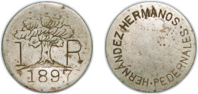 Venezuela United States 1897 Token - Hernandez Hermanos, Pedernales (Aragua) Copper-nickel 5.05g XF