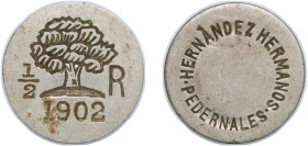 Venezuela United States 1902 Token - Hernandez Hermanos, Pedernales (Aragua) Copper-nickel 5.34g XF