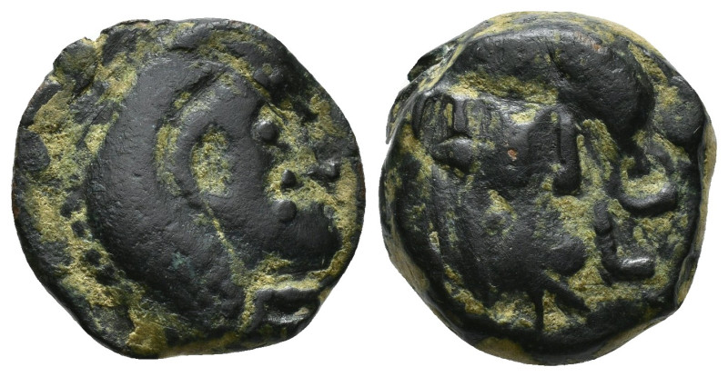 HISPANIA ANTIGUA. LASCUTA. Unidad. A/ Cabeza de Melkart con leonté a der., delan...
