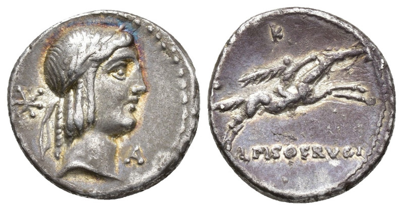 REPÚBLICA ROMANA. CALPURNIA. L. Calpurnius Piso Frugi. Denario. Roma (90-89 a. C...