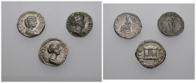 IMPERIO ROMANO. Lote de 3 denarios de Faustina I (2) y Julia Domna. MBC/MBC+.