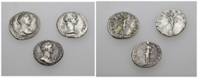 IMPERIO ROMANO. Lote de 3 denarios de Trajano. MBC-/MBC+.