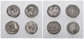 IMPERIO ROMANO. Lote de 4 denarios: Trajano (2), Marco Aurelio y Caracalla. Superficies erosionadas. BC+/MBC.