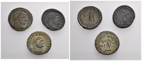 IMPERIO ROMANO. Lote de 3 follis, módulo grande. MBC+/EBC-.
