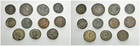 IMPERIO ROMANO. Lote de 11 follis. Distintos módulos y emperadores. MBC-/EBC-.