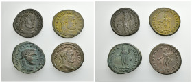 IMPERIO ROMANO. Lote de 4 follis, módulo grande. MBC/MBC+.