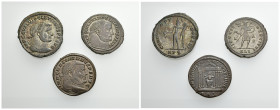 IMPERIO ROMANO. Lote de 3 follis, módulo grande. MBC+/EBC-.