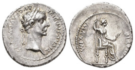 IMPERIO ROMANO. TIBERIO. Denario. Lugdunum (14-37 d.C.). A/ Cabeza laureada a der.; TI CAESAR DIVI AVG F AVGVSTVS. R/ Livia entronizada a der.; trono ...