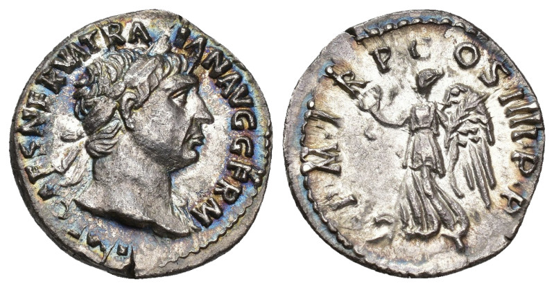 IMPERIO ROMANO. TRAJANO. Roma. Denario (101-102). A/ Cabeza laureada, drapeada a...