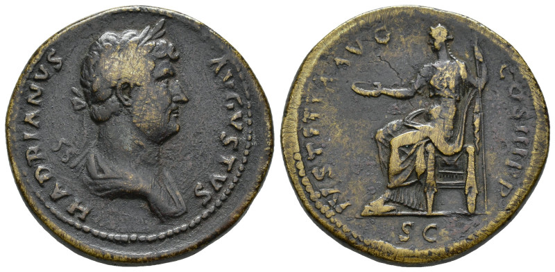 IMPERIO ROMANO. ADRIANO. Roma. Sestercio (129-130). A/ Busto laureado y drapeado...