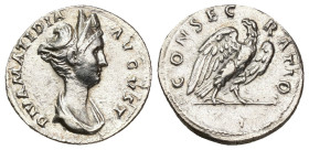 IMPERIO ROMANO. MATIDIA. Roma. Denario (119). A/ Busto drapeado y con diadema doble a der.; DIVA MATIDIA AVGVSTA. R/ Águila a der. sobre cetro mirando...