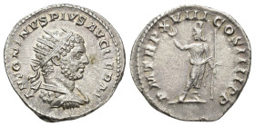 IMPERIO ROMANO. CARACALLA. Roma. Antoniniano (215). A/ Busto radiado y acorazado a der.; ANTONINVS PIVS AVG GERM. R/ Serapis mirando a izq.; P M TR P ...