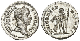 IMPERIO ROMANO. ALEJANDRO SEVERO. Roma. Denario (228-231). A/ Cabeza laureada y drapeada al hombro a der.; IMP SEV ALEXAND AVG. R/ Júpiter a izq. con ...
