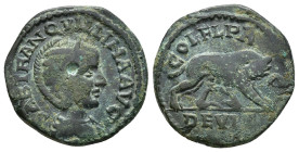 IMPERIO ROMANO. TRANQUILINA. Deultum (Tracia). AE (241-243). A/ Busto diademado y drapeado a der.; SAB TRANQVILLINA AVG. R/ Loba amamantando a los gem...