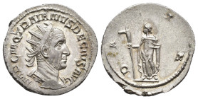 IMPERIO ROMANO. TRAJANO DECIO. Roma. Antoniniano (249-251). A/ Busto radiado y acorazado a der.; IMP C M Q TRAIANVS DECIVS AVG. R/ Dacia a izq. con ba...