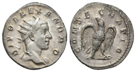 IMPERIO ROMANO. TRAJANO DECIO. (Divo Alejandro). Mediolanum. Antoniniano (250-251). A/ Cabeza de Alejandro Severo radiada a der.; DIVO ALEXANDRO. R/ Á...