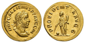 IMPERIO ROMANO. GALIENO. Roma. Áureo (259). A/ Busto laureado y acorazado a der.; IMP GALLIENVS P F AVG C IIII. R/ Providentia a izq. con timón, cornu...