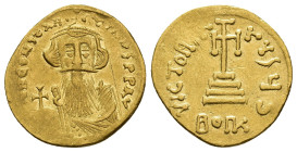 IMPERIO ROMANO. CONSTANTE II. Sólido ligero. Constantinopolis. A/ Busto con larga barba y globo crucífero. R/ Cruz sobre gradas, en exergo BOGK, ofici...