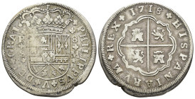 FELIPE V. 8 reales. 1718. Sevilla. M. AR 22,6 g. 40 mm. VI-1258; AC-1617. Defecto de cospel en canto. Leve vano en anv. MBC-. Escasa.

Lote no sujet...