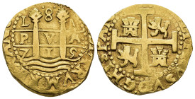 FELIPE V. 8 escudos. 1715. Lima. AU 26,99 g. 29,9 mm. VI-1645; AC-2125. MBC. 

Durante el inicio del reinado de Felipe V la ceca de Lima afianzó sus...