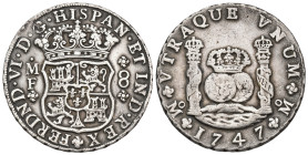 FERNANDO VI. 8 reales. 1747. México. MF. AR 26,8 g. 38,5 mm. VI-355; AC-469. Pequeño vano en gráfila del anv. 

Lote no sujeto a tasas de exportació...