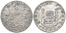 FERNANDO VI. 8 reales. 1755. México. MM. AR 26,45 g. 40,1 mm. VI-366; AC-489. Rayitas en rev. y leves oxidaciones. MBC+/MBC. 

Lote no sujeto a tasa...