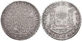 FERNANDO VI. 8 reales. 1758. México. MM. AR 26,84 g. 38,3 mm. VI-369; AC-494. MBC.
