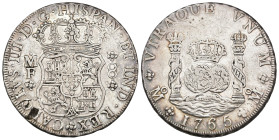 CARLOS III. 8 reales. 1765. México. MF. AR 26,87 g. 38,6 mm. VI-923; AC-1088. Hojita en anv. y pequeñas marcas. MBC+.

Lote no sujeto a tasas de exp...