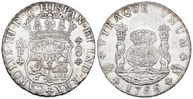 CARLOS III. 8 reales. 1766. México. MF. AR 26,97 g. 38,2 mm. VI-943; AC-1090. Pequeñas marcas en rev. MBC+. 

Lote no sujeto a tasas de exportación....