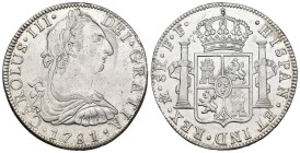 CARLOS III. 8 reales. 1781. México. FF. AR 26,99 g. 38,5 mm. VI-944; AC-1121. Pequeñas marcas. EBC-. 

Lote no sujeto a tasas de exportación.