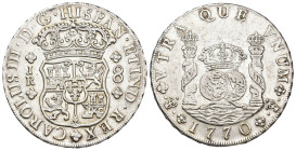 CARLOS III. 8 reales. 1770. Potosí. JR. AR 26,9 g. 38,8 mm. VI-977; AC-1168. EBC-/MBC+.