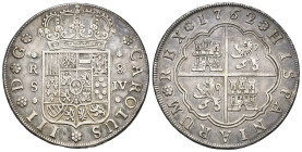 CARLOS III. 8 reales. 1762. Sevilla. JV. AR 26,73 g. 40,2 mm. VI-1027; AC-1228. MBC/MBC+. 

Lote no sujeto a tasas de exportación.