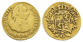 CARLOS III. 1/2 escudo. 1775. Madrid. PJ. AU 1,74 g. 13,8 mm. VI-1056; AC-1262. MBC-/MBC.