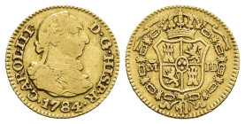 CARLOS III. 1/2 escudo. 1784/3. Madrid. JD. AU 1,76 g. 13,6 mm. VI-1063; AC-1276. MBC-/MBC.