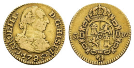 CARLOS III. 1/2 escudo. 1786. Madrid. DV. AU 1,7 g. 13,4 mm. VI-1065; AC-1280. MBC.
