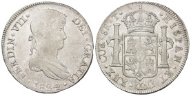 FERNANDO VII. 8 reales. 1824. Cuzco. T. AR 26,82 g. 39,1 mm. VI-963; AC-1178. Acuñación algo floja en el centro del escudo. MBC/MBC+. 

Lote no suje...