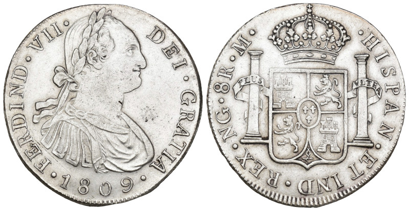 FERNANDO VII. 8 reales. 1809. Nueva Guatemala. M. AR 26,98 g. 39,4 mm. VI-1019; ...