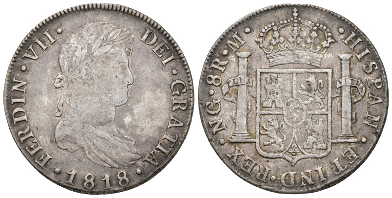 FERNANDO VII. 8 reales. 1818. Nueva Guatemala. M. AR 26,91 g. 38 mm. VI-1030; AC...
